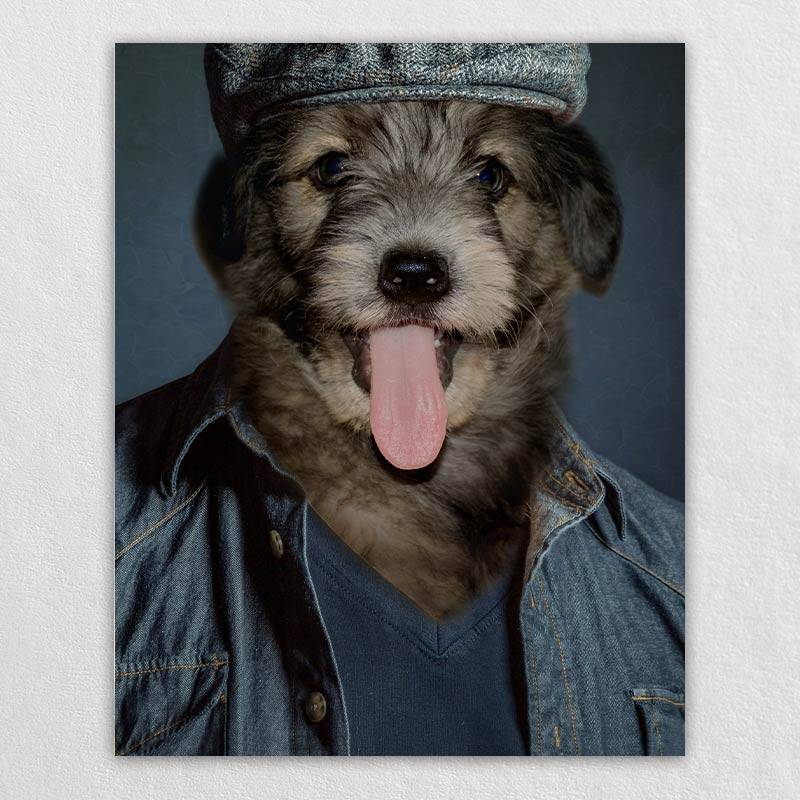 Casual Cowboy Pet Dog Portraits In Costume