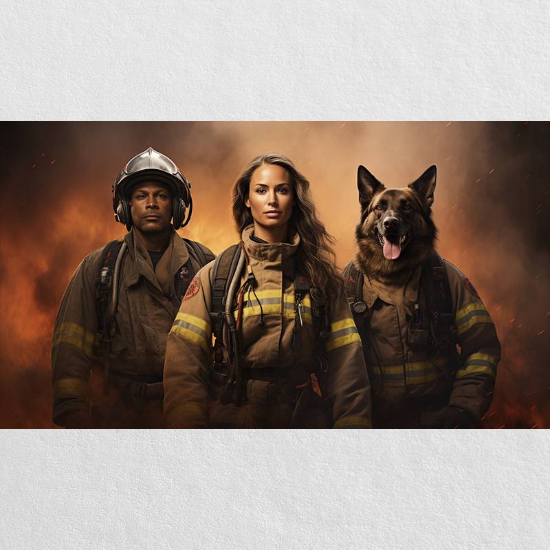 Pet And Owner Picture Fireman Pet Art