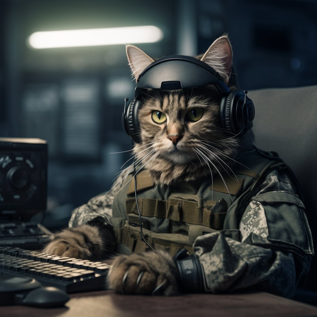 Special Reconnaissance Intelligence Soldier Groovy Digital Art Cat