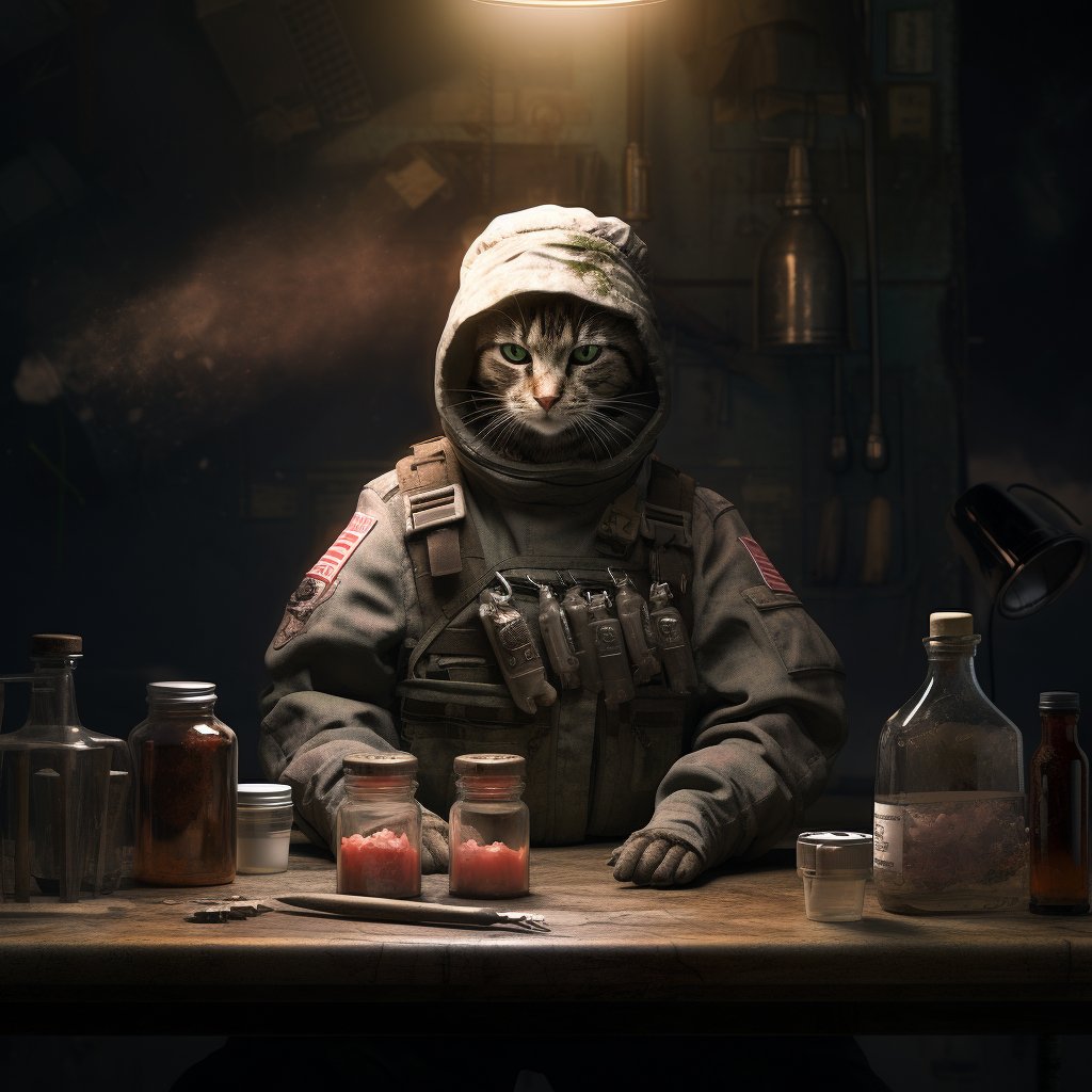 Military Health Professional Cats Digital Art Photograph