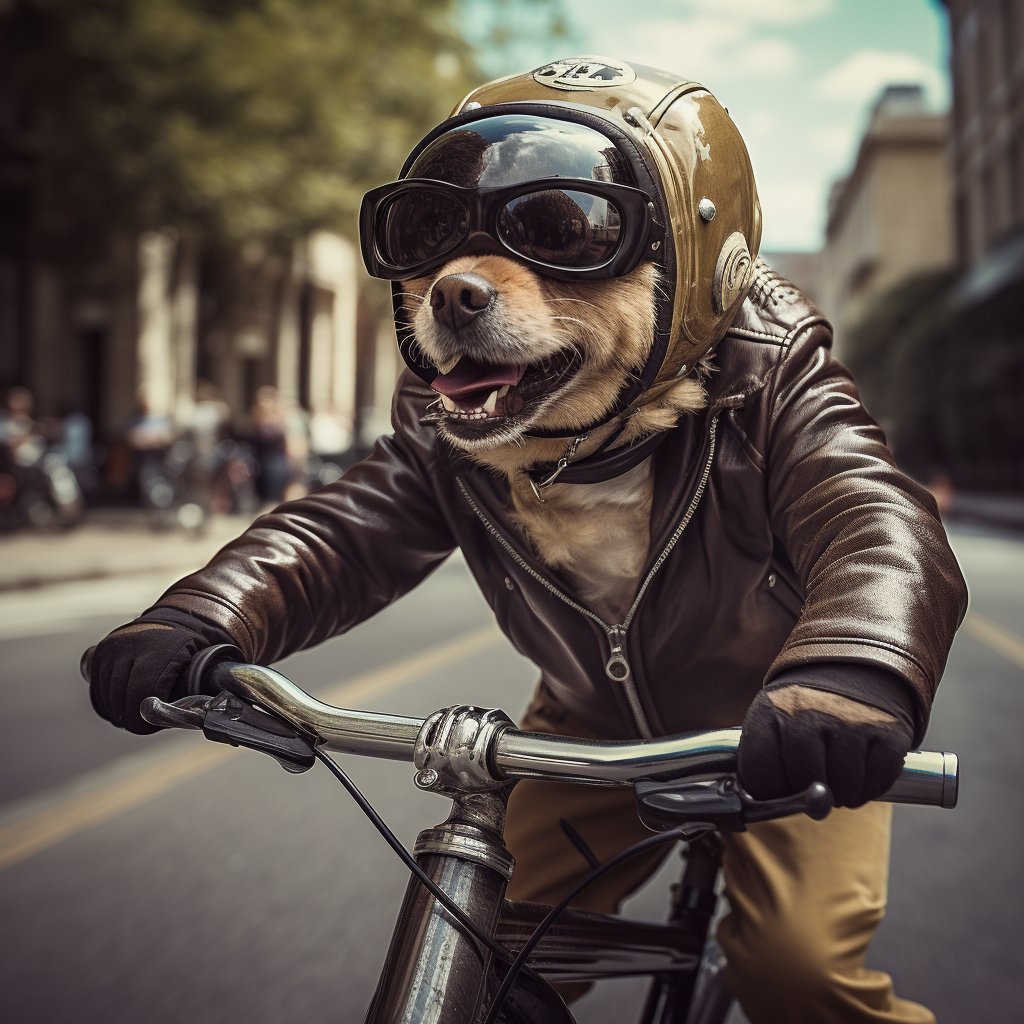 Expressive Dog Portraits on Canvas - Cycling Adventure