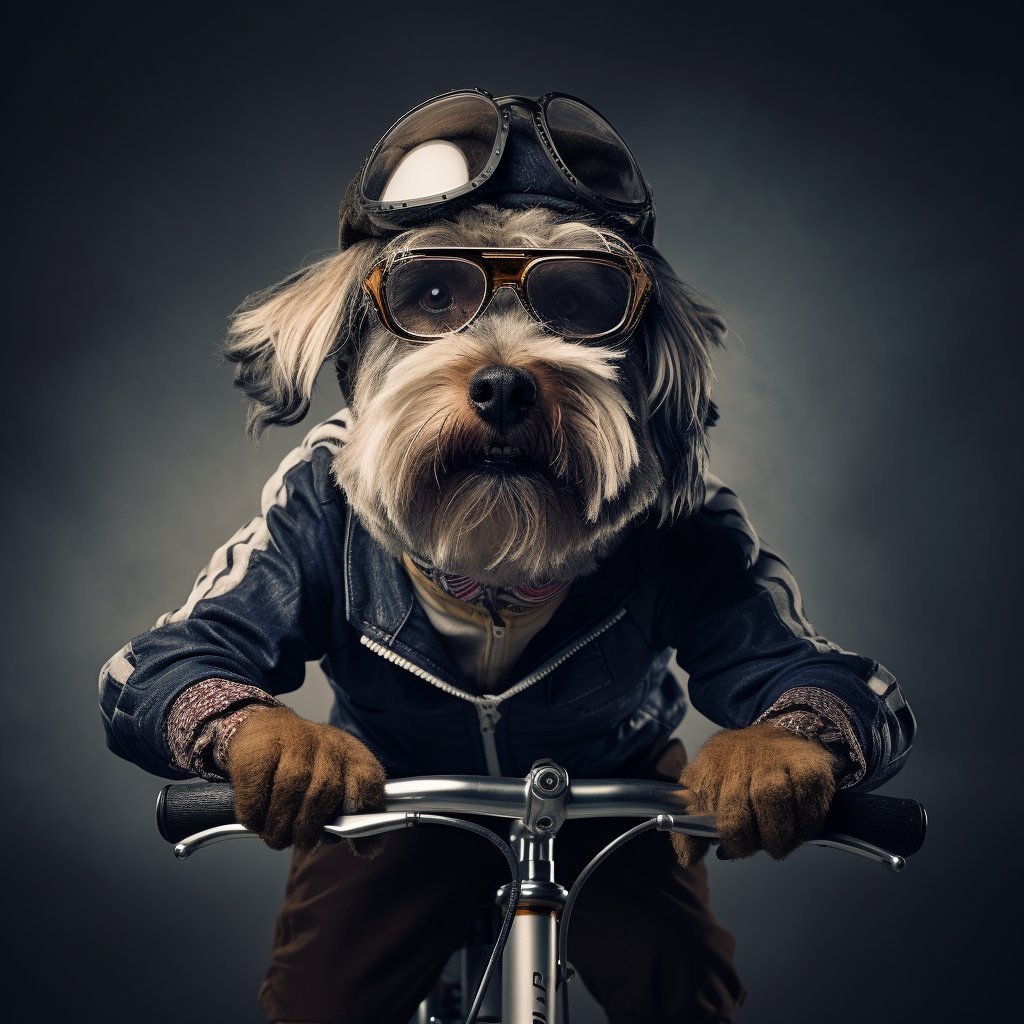 Canvas Expressions - Dog Portraits in Motion for Cycling Enthusiasts