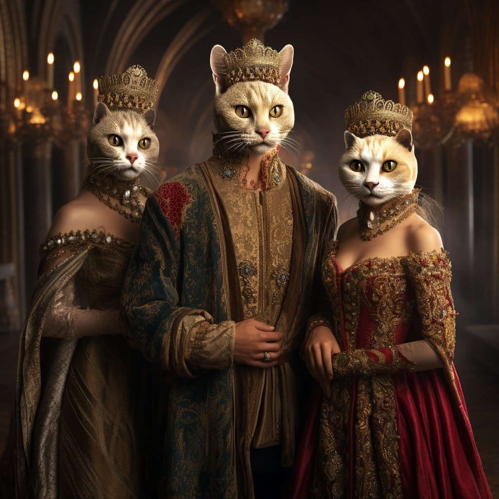 Whiskered Nobility: Cartoon Cat Artwork Fit for Royalty