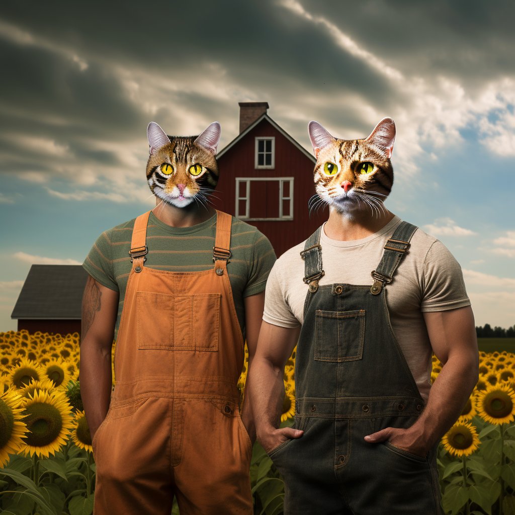 Etsy Elegance: Furryroyal's Farming Duo in Custom Pet Portraits