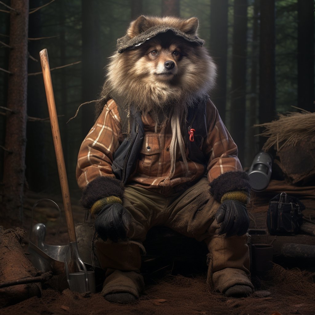 Whispers of the Woods: Enchanting Lumberjack Dog Portrait