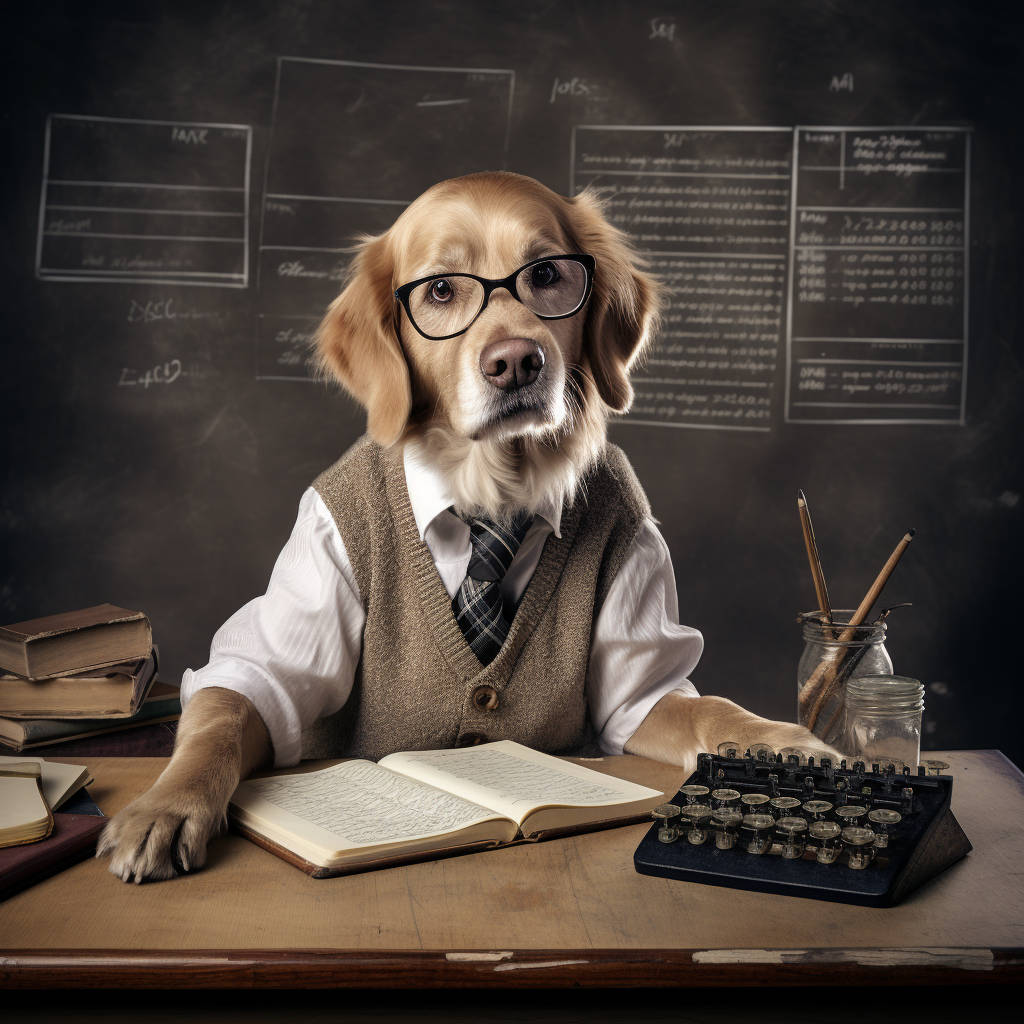 Tailored Tales: Custom Portrait of Your Dog in Academic Grandeur