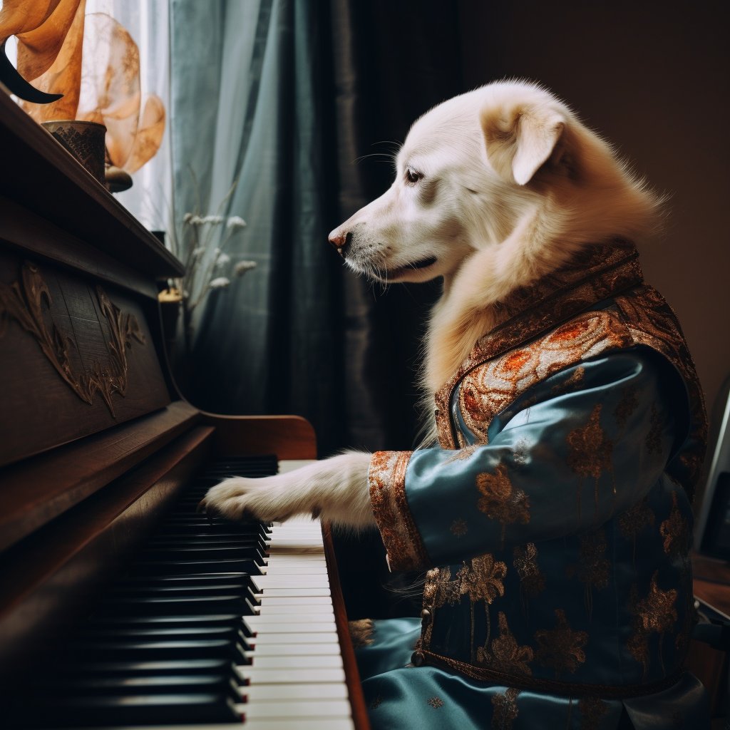 Elegance in Every Note: Pianist Pet Portrait - Ideal Gifts for Friends Women
