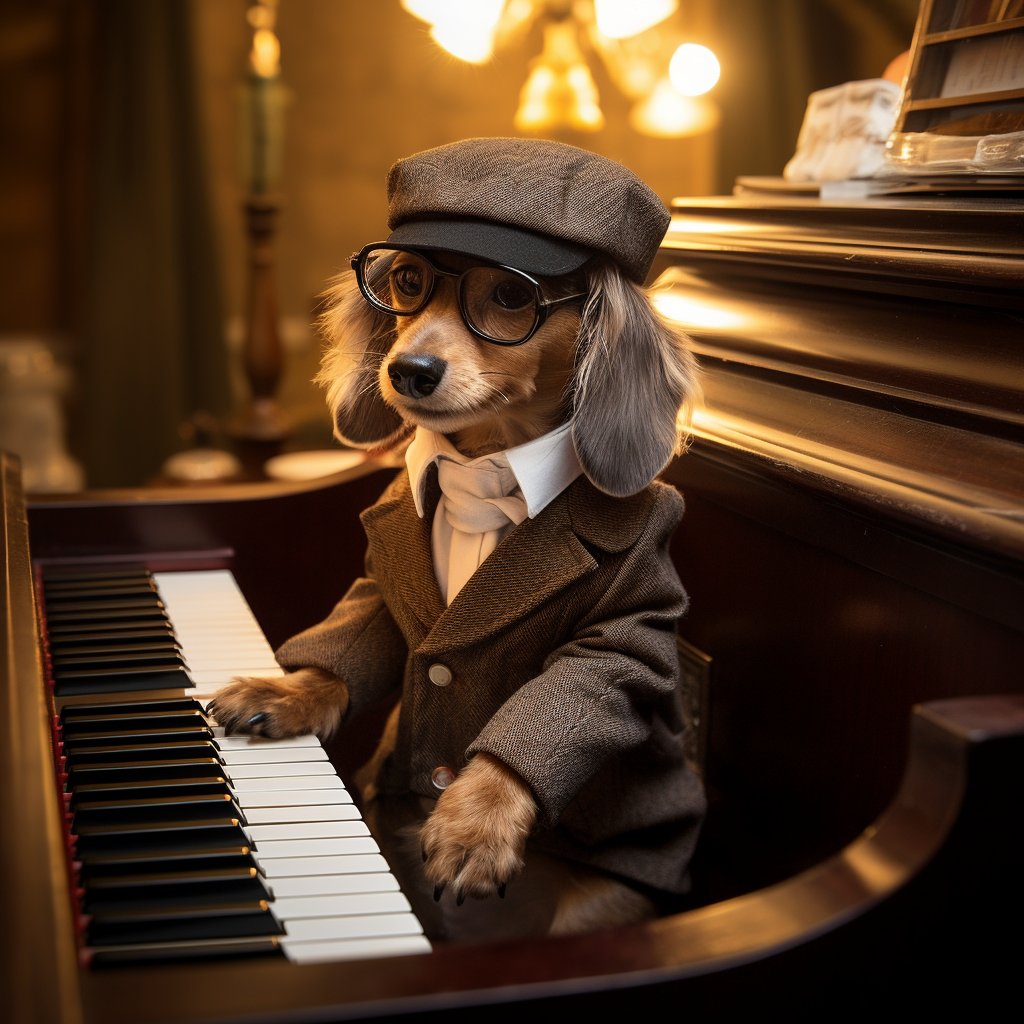 Elegance in Every Note: Pianist Pet Portrait for a Nice Gift