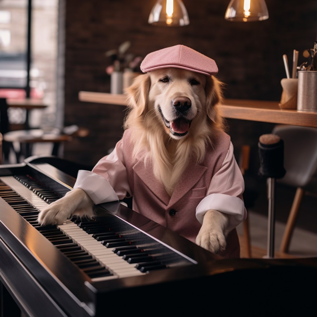 Purrfect Harmony: Trendy Pianist Pet Portrait for 2024