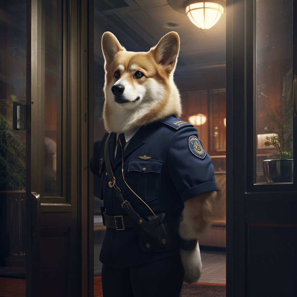 Singular Sentinel: A Heroic Police Pet Portrait