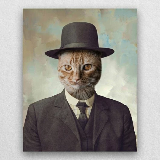 Pet In Suit With Hat Portrait Pet Creations Art