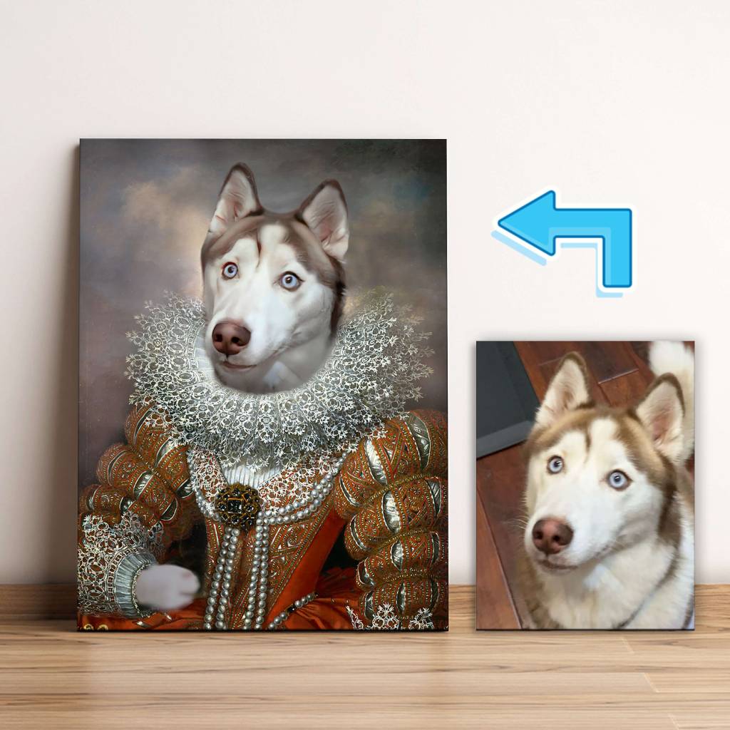 Queen Cat Dog Pet Renaissance Portrait Animal Portrait Canvas