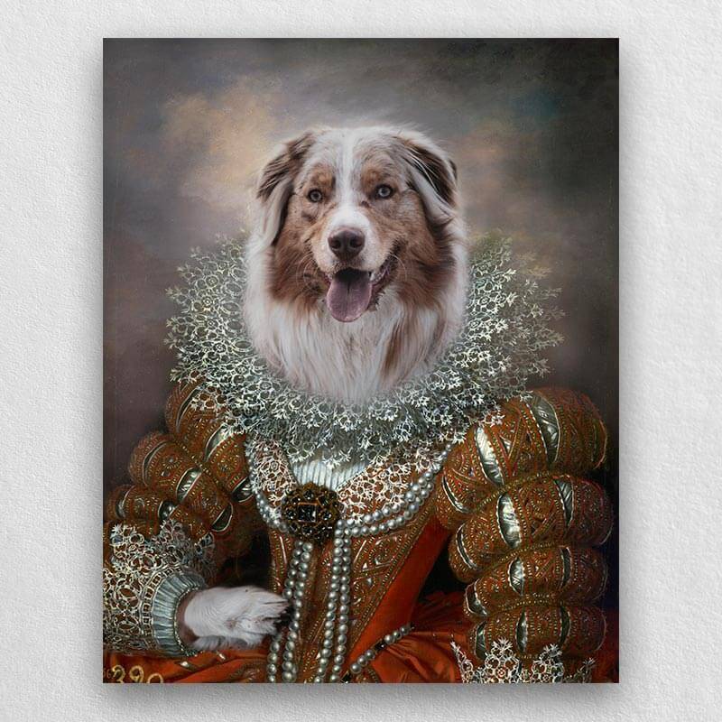 Queen Cat Dog Pet Renaissance Portrait Animal Portrait Canvas