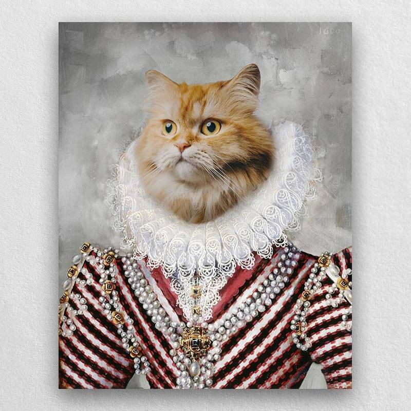 Royal Cat Dog Portrait Art Custom Pet Artwork Canvas