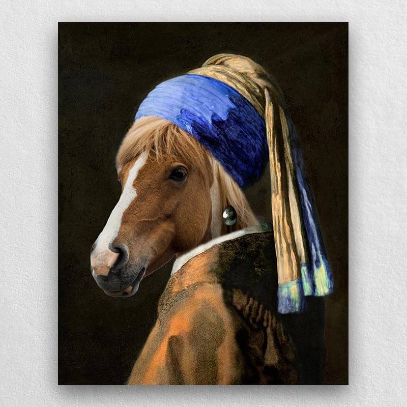 Pets with A Pearl Earring Custom Pet Portraits Funny