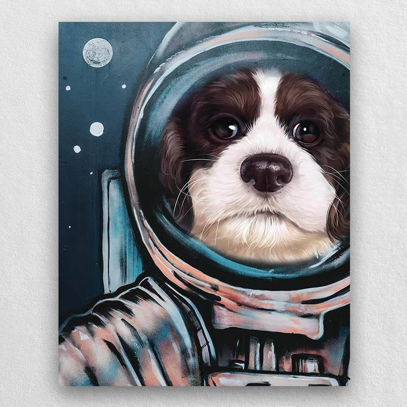 Astronaut Dog Portrait Custom Cute Pet Portrait Canvas