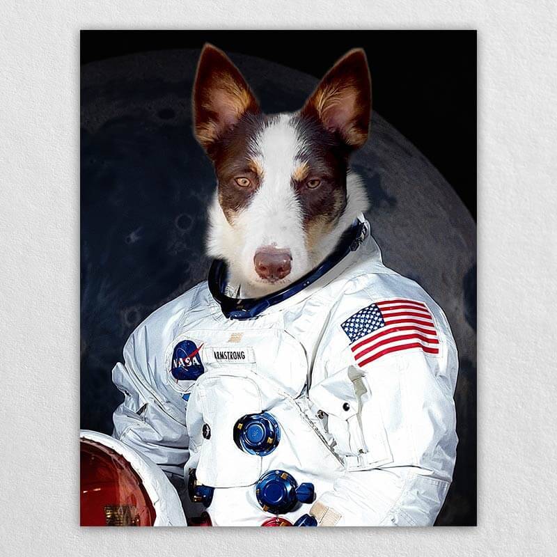 Dog Astronaut Painting Funny Custom Pet Portraits