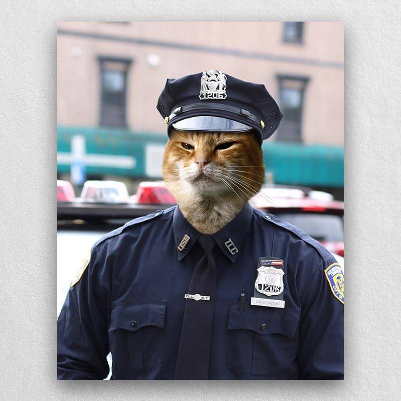 Police Officer Unique Pet Portraits Custom Pet Pictures