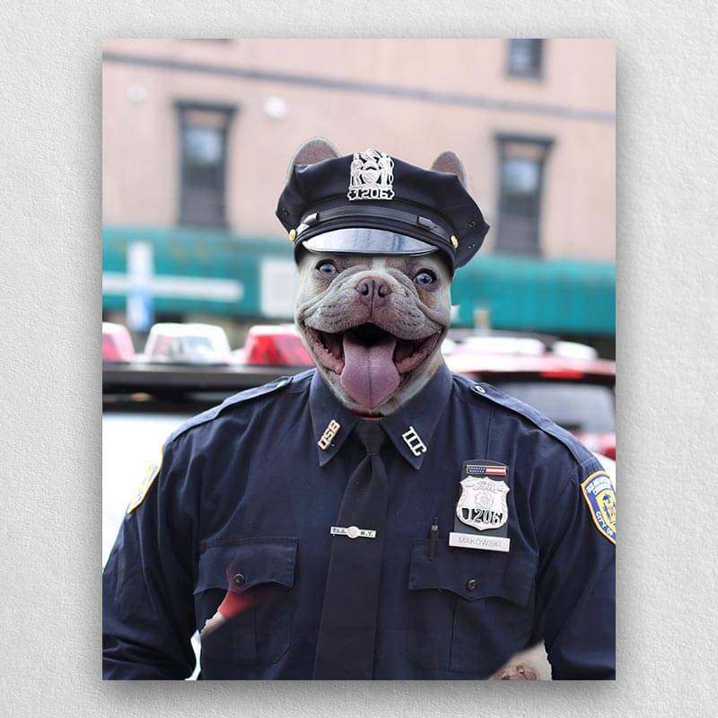 Police Officer Unique Pet Portraits Custom Pet Pictures