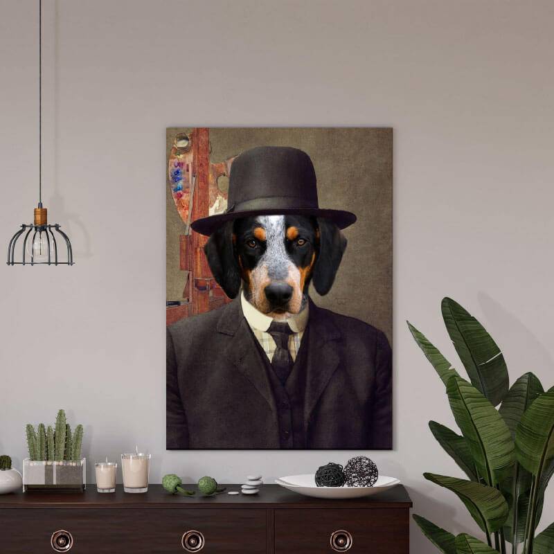 Pet In Black Suit Pet Portraits Oil On Canvas