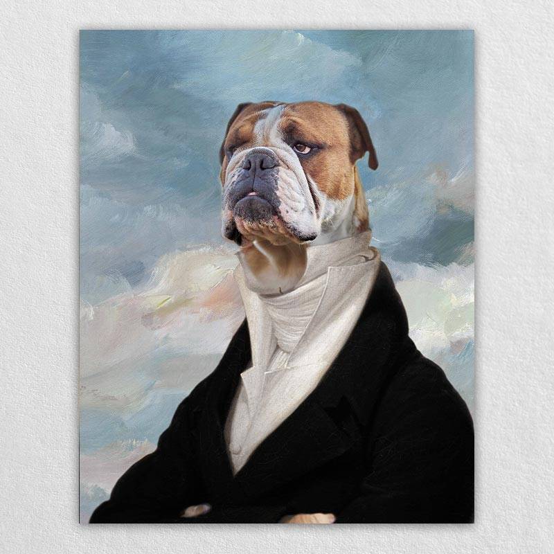 Noble Cat Dog Portraits In Suit Pet Photo Canvas Art