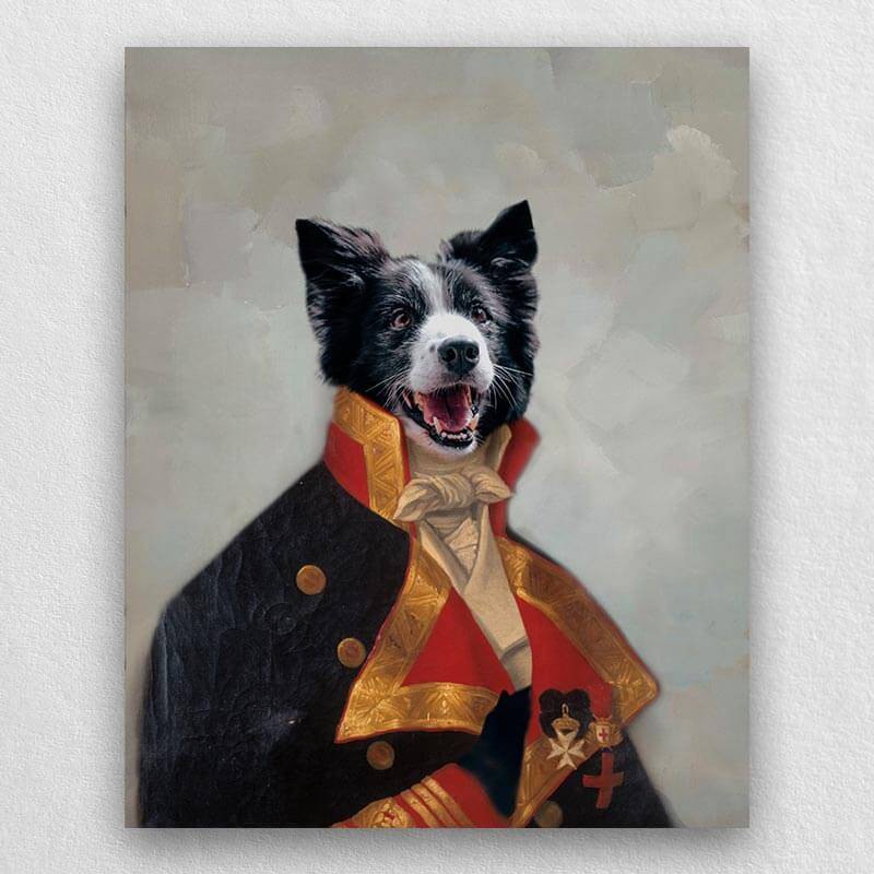 Military Officer Pet Paintings Royal Canvas Painting Dog