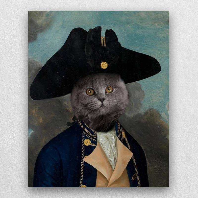 Captain Joseph Funny Pet Portrait Canvas Pets In Art