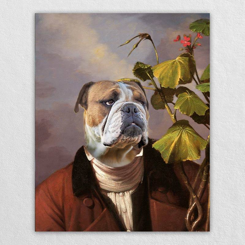 Pet With Geranium Old World Pet Portraits On Canvas