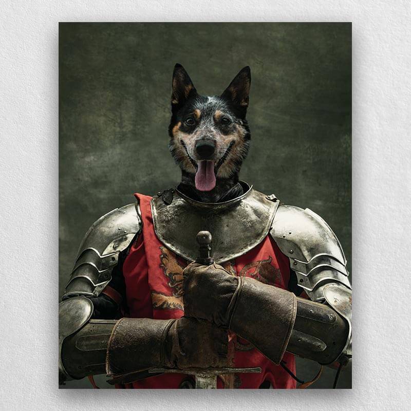 Warrior Medieval Pet Portrait Oil Painting