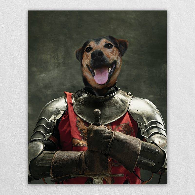 Warrior Medieval Pet Portrait Oil Painting