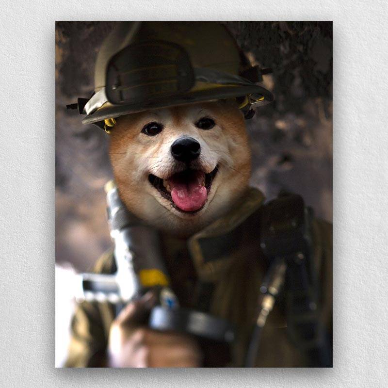 Fire Fighting Best Animal Portraits Dog Lover Painting