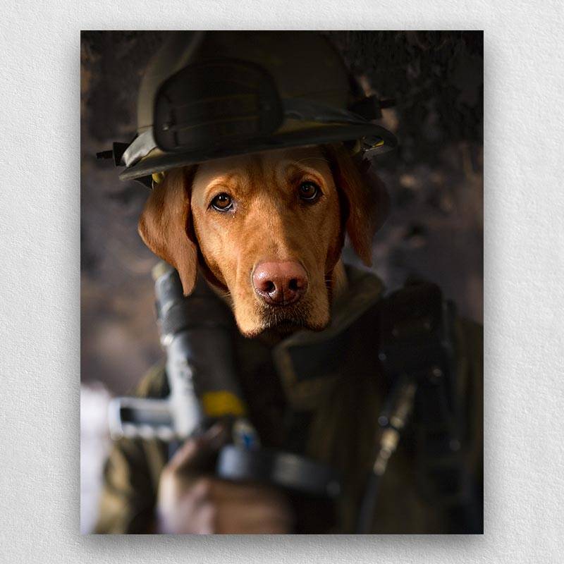 Fire Fighting Best Animal Portraits Dog Lover Painting