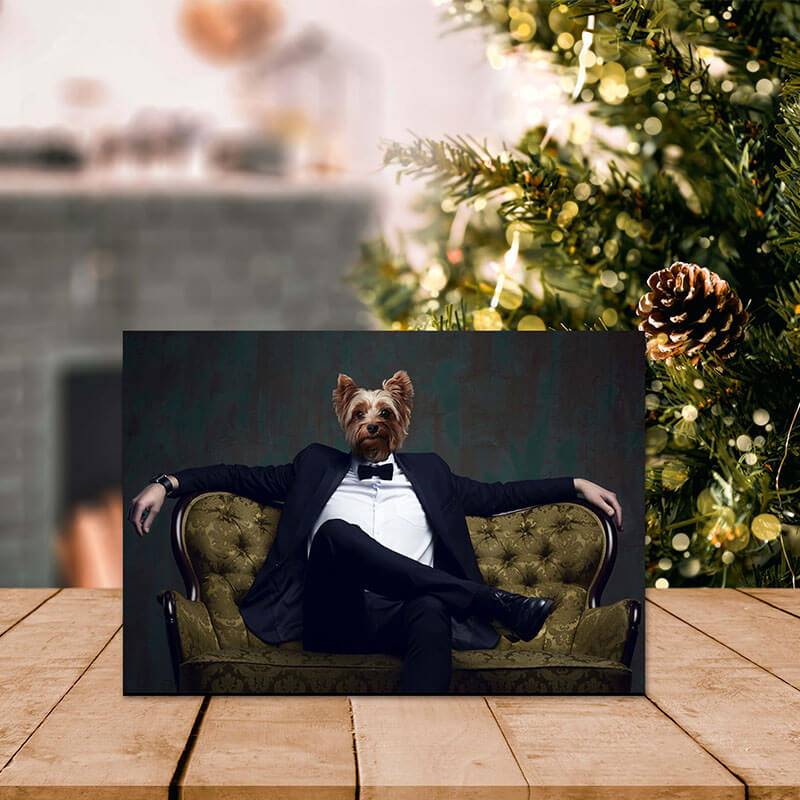 Tuxedo Cat Portrait Dog Into Portrait Personalized Pet Art