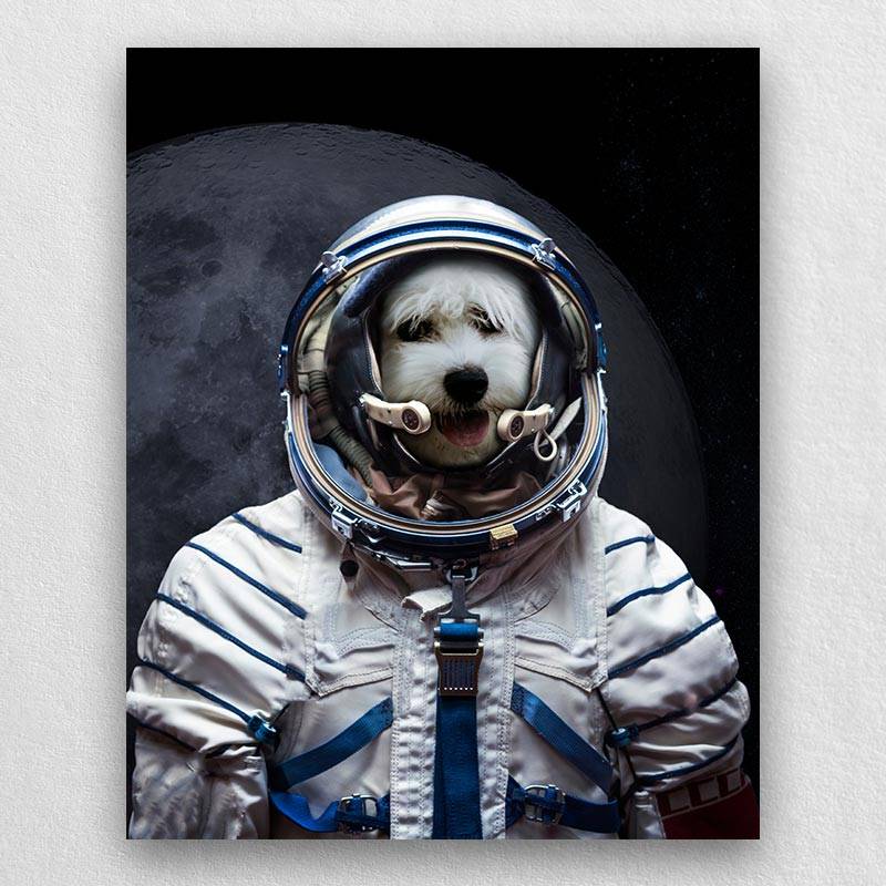 Pet Portrait Astronaut Pet Art Print Dog Custom Portrait