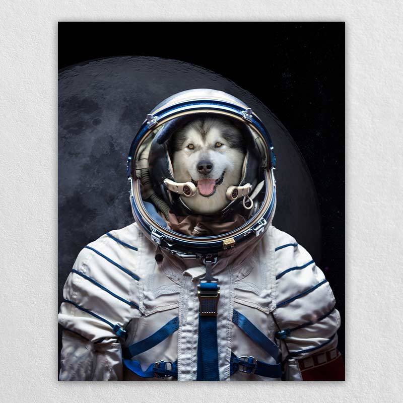 Pet Portrait Astronaut Pet Art Print Dog Custom Portrait