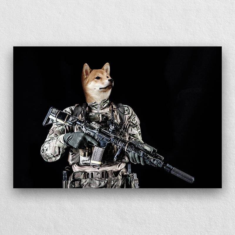 Special Forces Soldier Military Dog Painting Pet Canvas