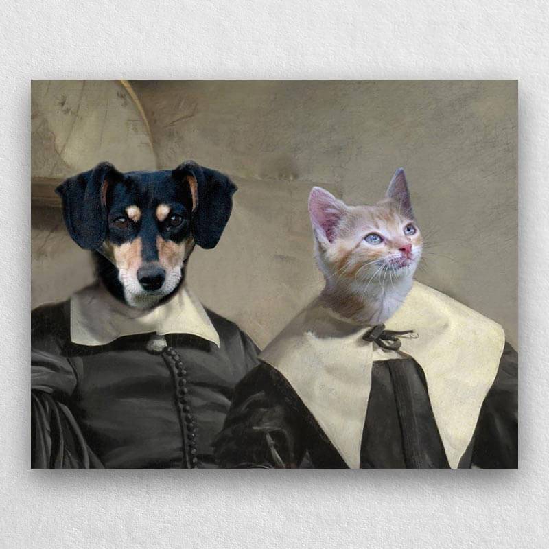Couple Pet Portraits Custom Pet Canvas Art