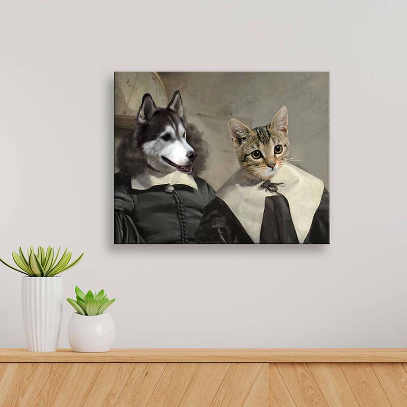 Couple Pet Portraits Custom Pet Canvas Art