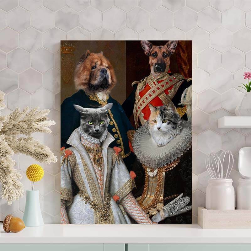 Custom Pet Family Portrait Royal Pet Canvas