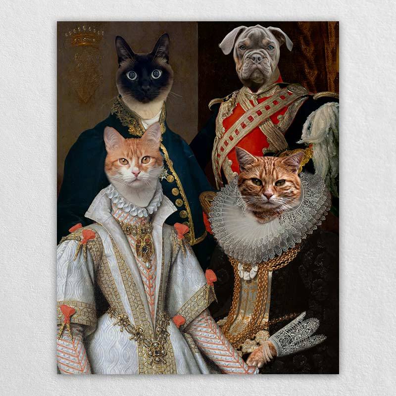 Custom Pet Family Portrait Royal Pet Canvas