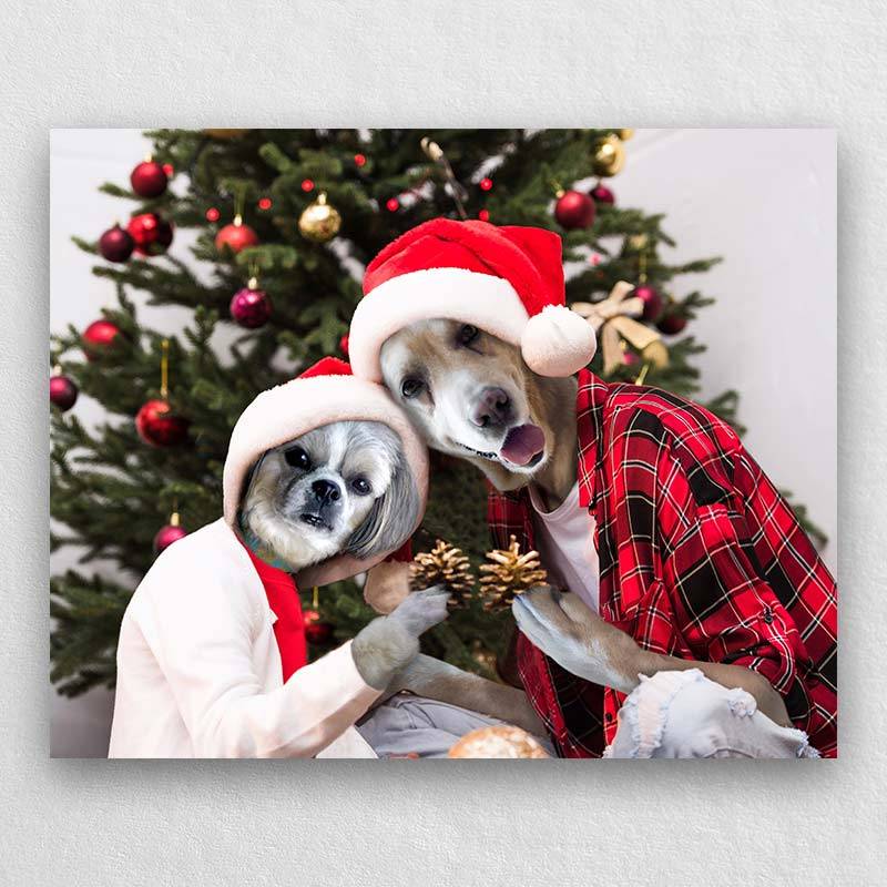 Cat Dog Pet Christmas Portraits Gift