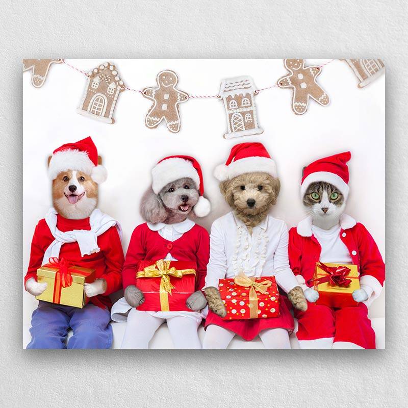 Christmas Dog Painting Art Of Pet