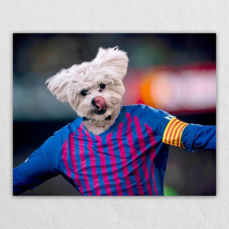 The Cheerful Soccer Star On The Field Dog Or Cat Painting