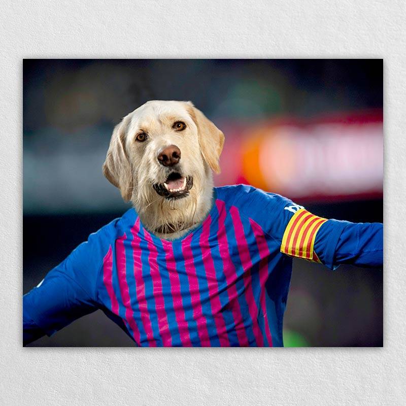 The Cheerful Soccer Star On The Field Dog Or Cat Painting