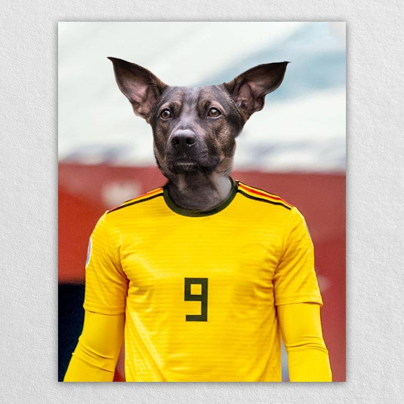 The Soccer Star Before The Camera Dog And Cat Art Print