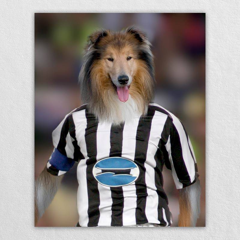 Painting Of Your Dog Or Cat Ready For A Soccer Match