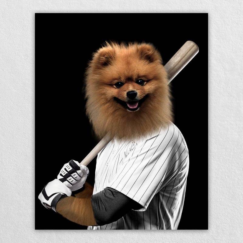 Baseball Player Custom Dog Portraits Pet Portrait