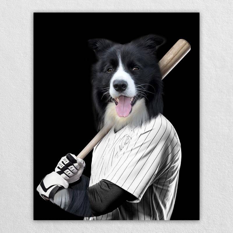 Baseball Player Custom Dog Portraits Pet Portrait