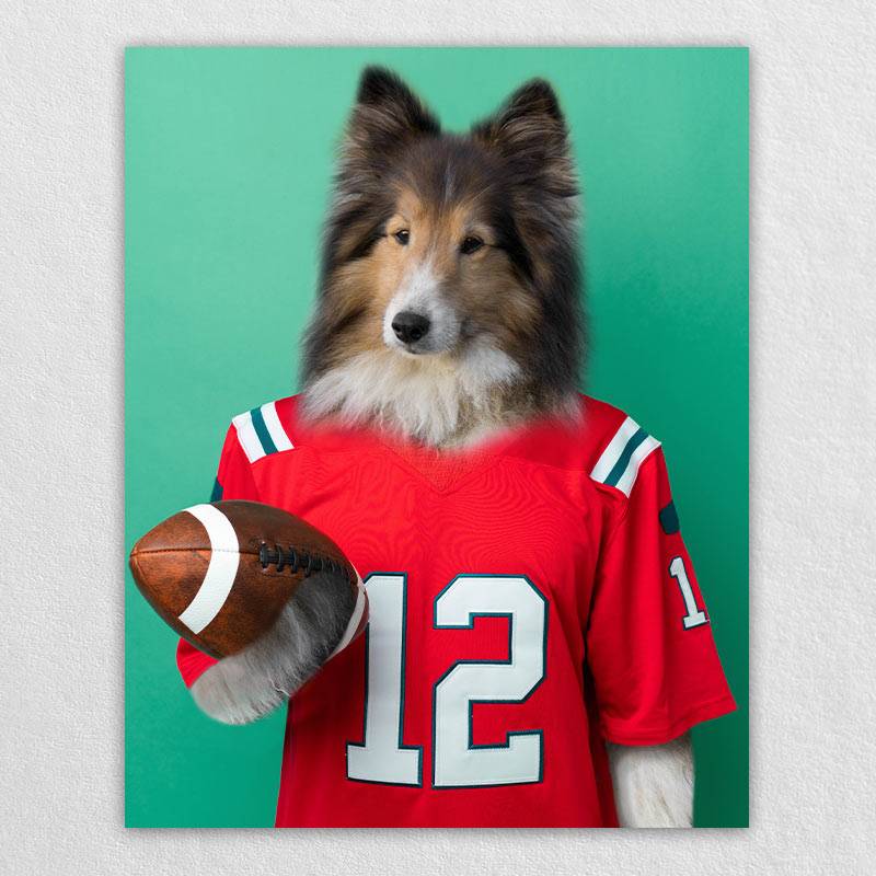 Footballer Pet Memorial Portraits Dog Portrait Gift