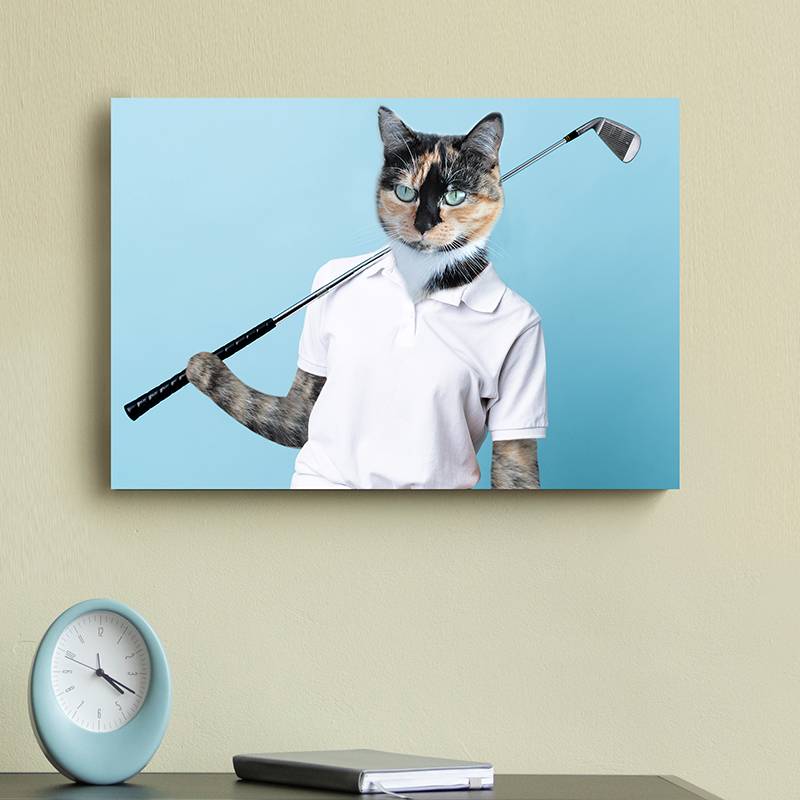 Play Golf Cute Pet Art Dog Prints On Canvas